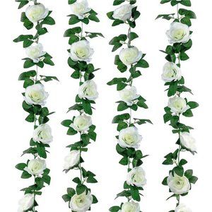 2 Pack (16FT) Artificial Rose Vine Flowers Plants Fake Flower Vine for Wedding